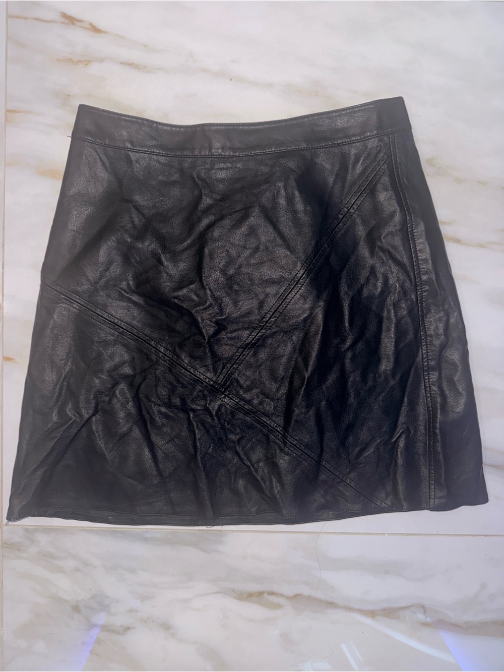 Zara Black Faux Leather A-Line Mini Skirt
